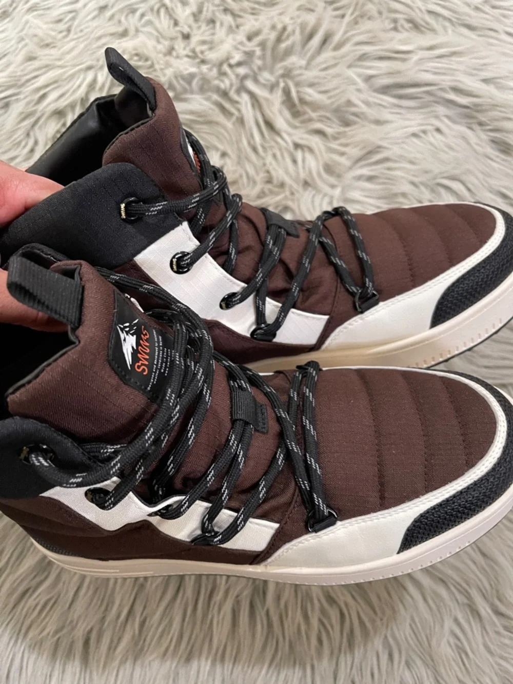 Swims Brown Black White High-Top Waterproof Boots